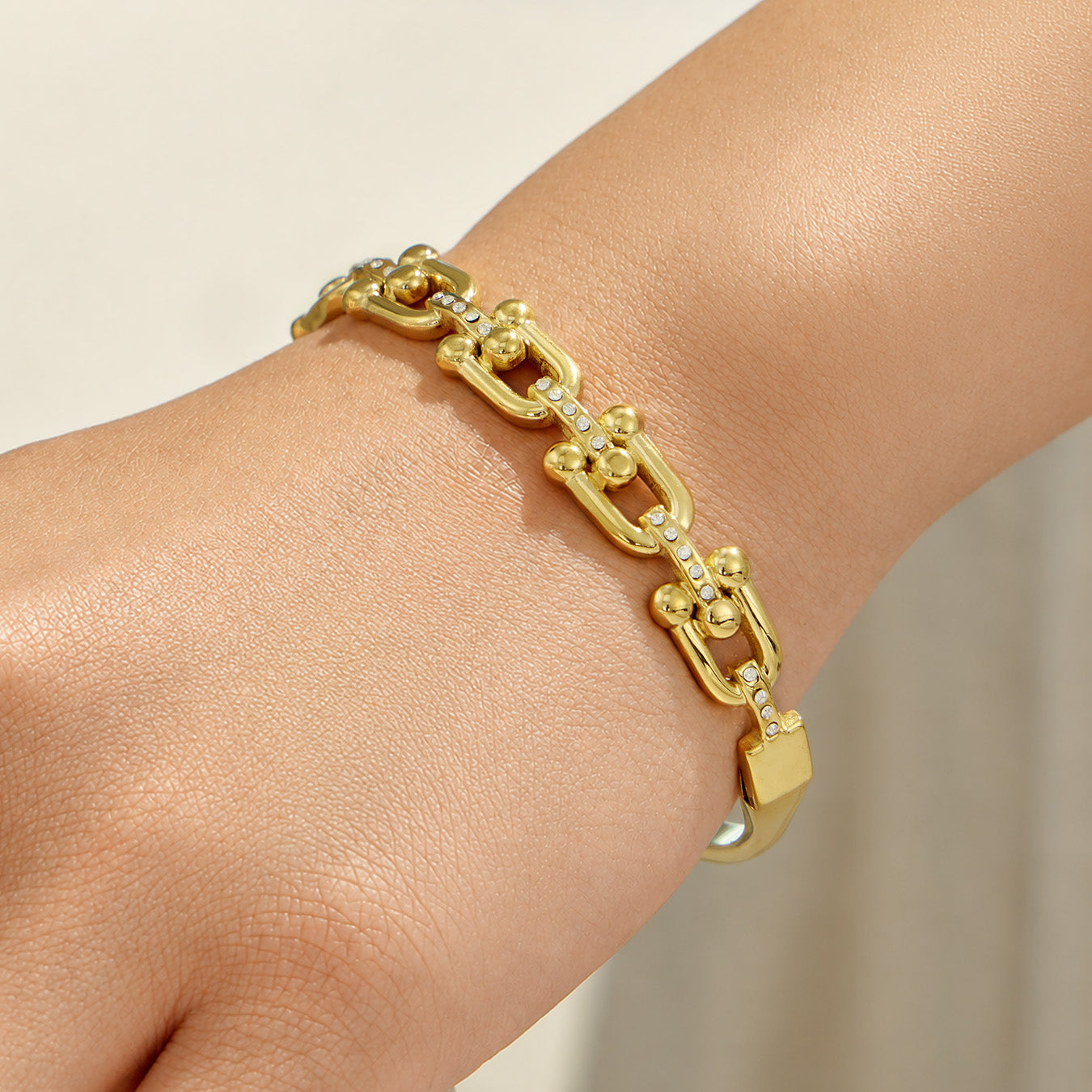 316L Stainless Steel 18K PVD Gold Heart and Zircon Bangle made with 316L stainless steel and 18K PVD gold finish for wholesale jewelry buyers - image 12