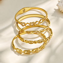 316L Stainless Steel 18K PVD Gold Heart and Zircon Bangle made with 316L stainless steel and 18K PVD gold finish for wholesale jewelry buyers - image 19