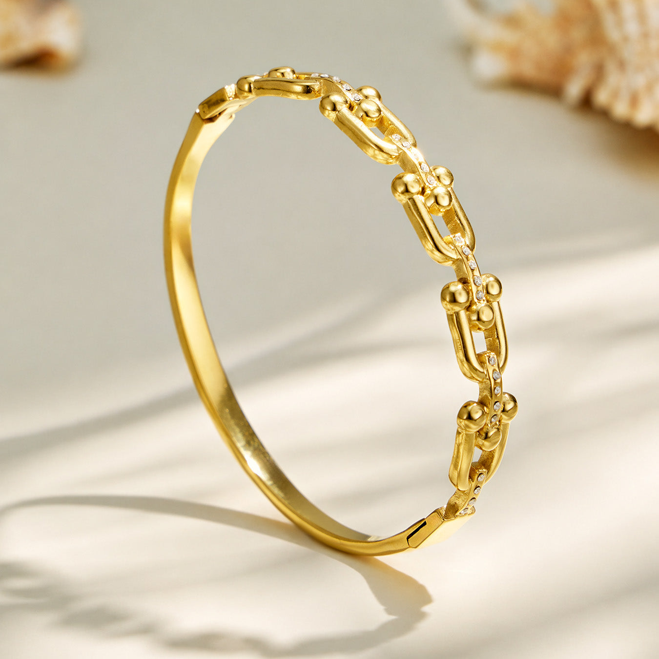316L Stainless Steel 18K PVD Gold Heart and Zircon Bangle made with 316L stainless steel and 18K PVD gold finish for wholesale jewelry buyers - image 22