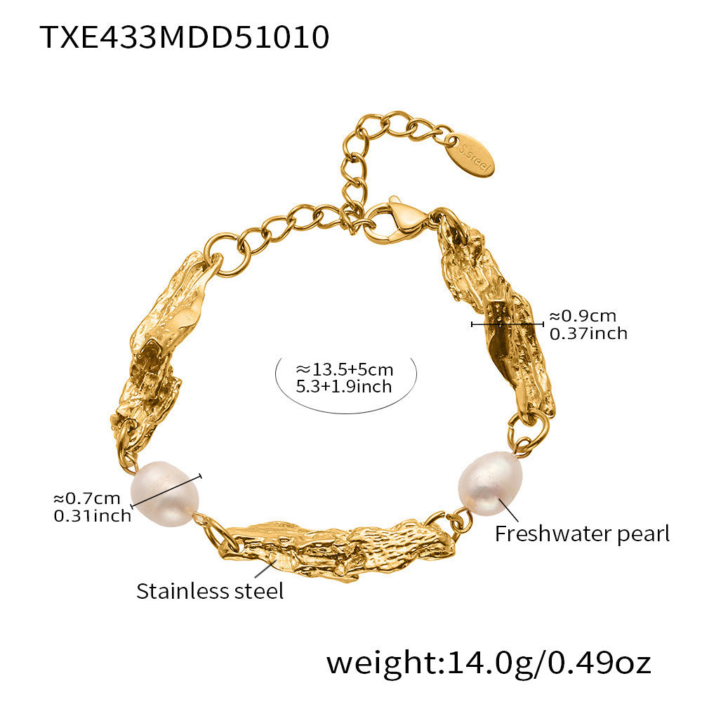 316L Stainless Steel Baroque Freshwater Pearl Link Chain - Image 4