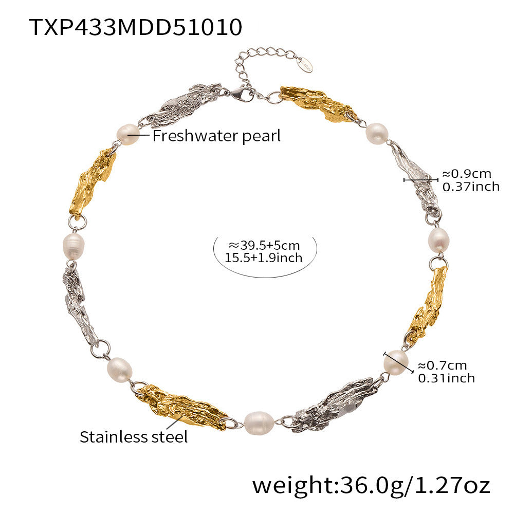 316L Stainless Steel Baroque Freshwater Pearl Link Chain - Image 6