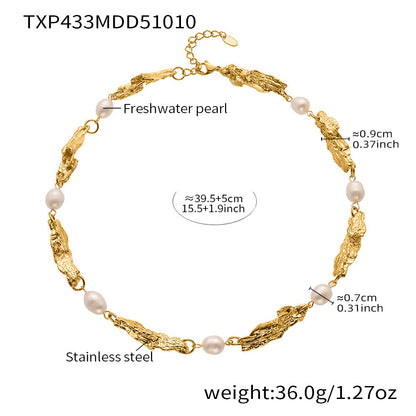 316L Stainless Steel Baroque Freshwater Pearl Link Chain - Image 7