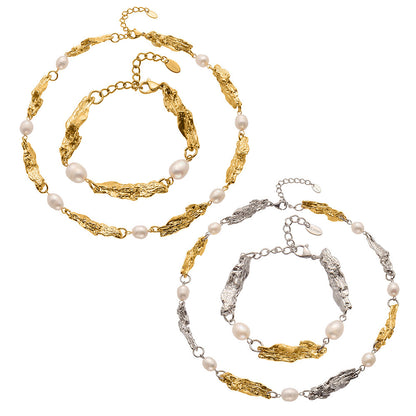 316L Stainless Steel Baroque Freshwater Pearl Link Chain - Image 8