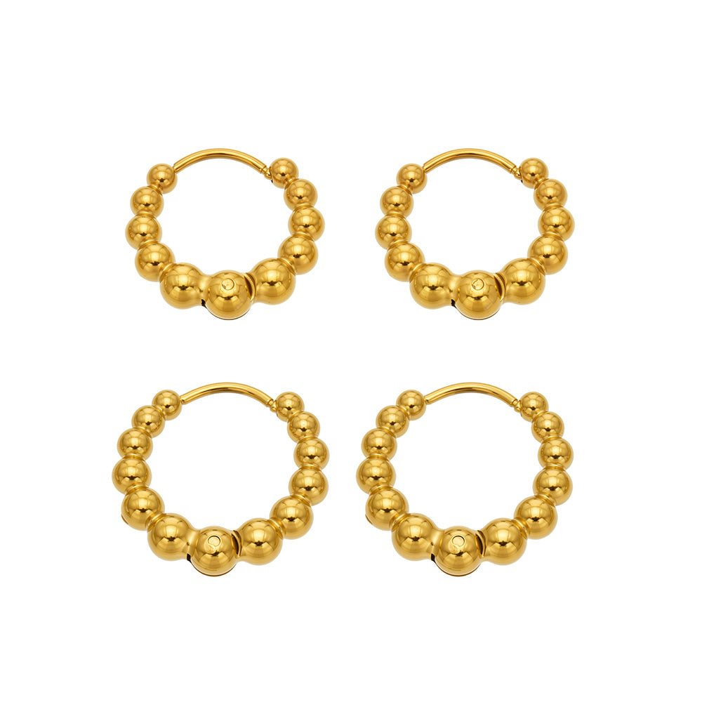 316L Stainless Steel 18K PVD Gold Beaded Drop Earrings made with 316L stainless steel and 18K PVD gold finish for wholesale jewelry buyers - image 13