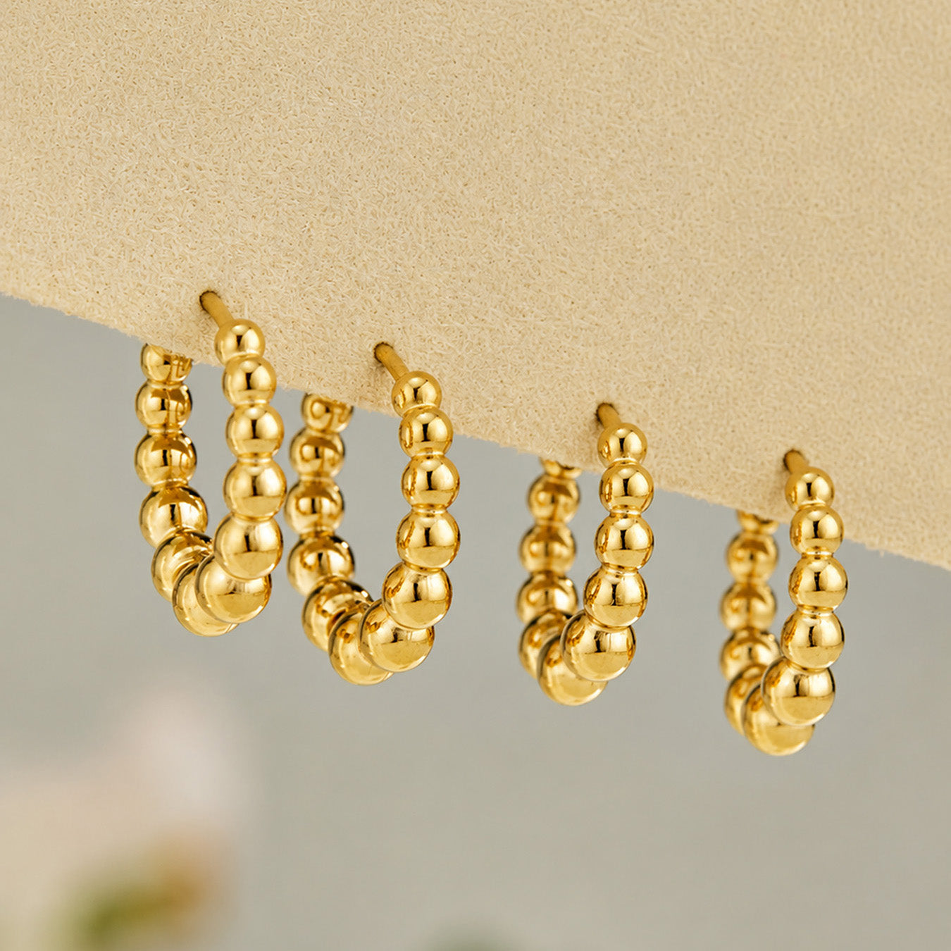 Elegantly displayed 316L Stainless Steel Beaded Drop Earrings