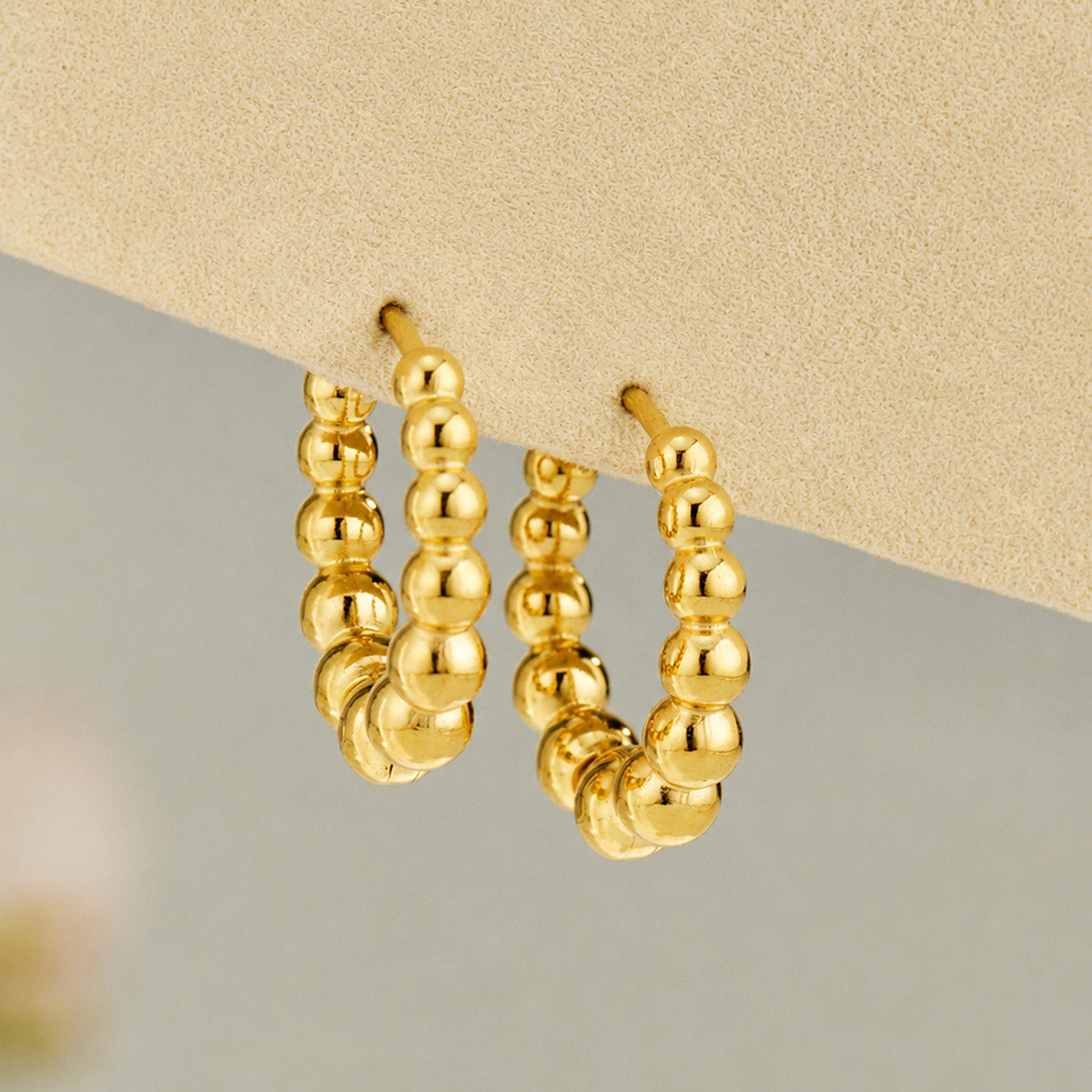 316L Stainless Steel 18K PVD Gold Beaded Drop Earrings made with 316L stainless steel and 18K PVD gold finish for wholesale jewelry buyers - image 3