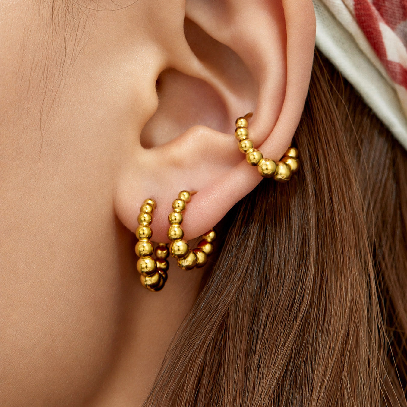 316L Stainless Steel 18K PVD Gold Beaded Drop Earrings made with 316L stainless steel and 18K PVD gold finish for wholesale jewelry buyers - image 7