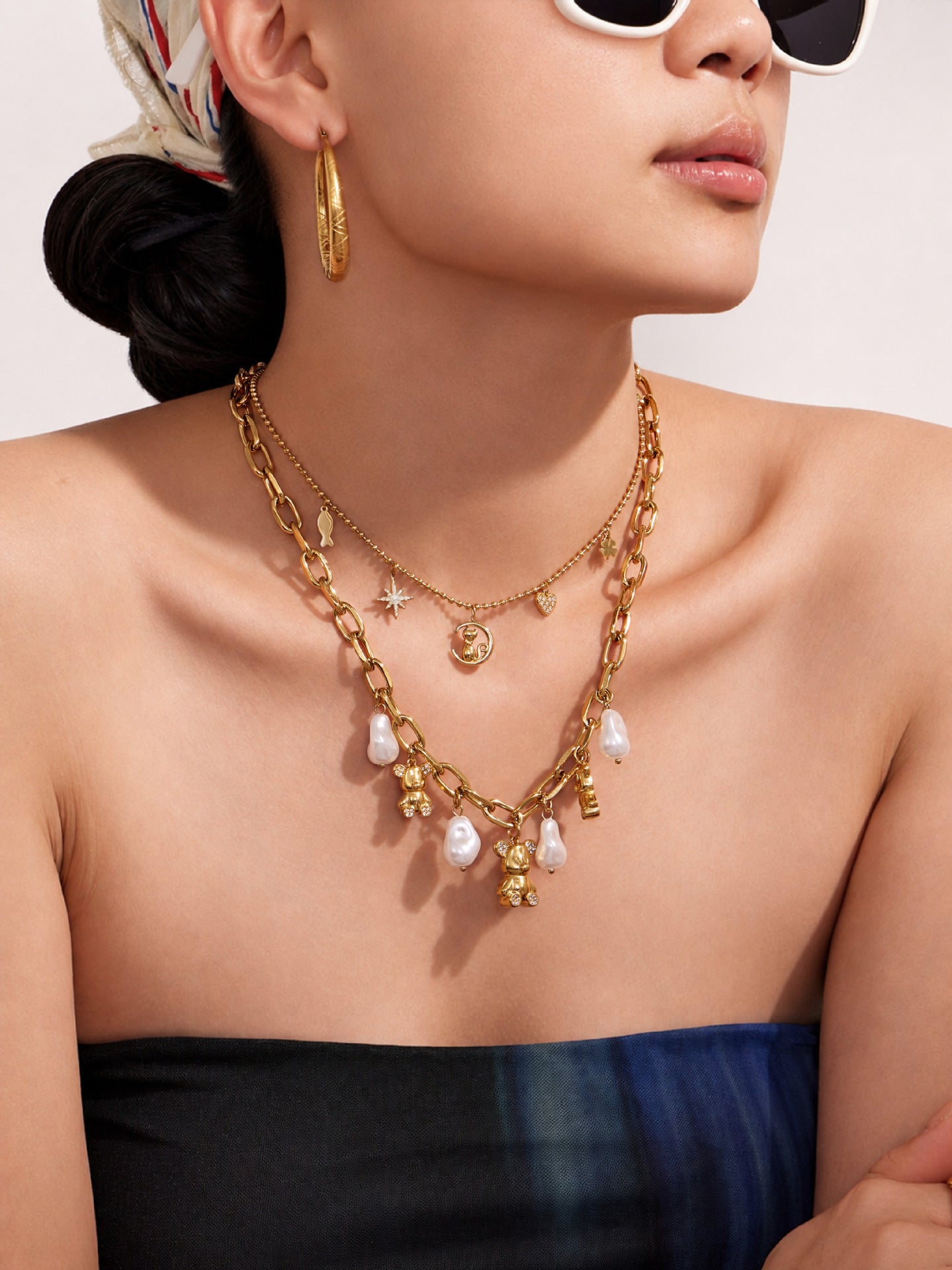 316L Stainless Steel 18K PVD Gold Bear Pearl Necklace made with 316L stainless steel and 18K PVD gold finish for wholesale jewelry buyers - image 10