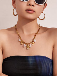 316L Stainless Steel 18K PVD Gold Bear Pearl Necklace made with 316L stainless steel and 18K PVD gold finish for wholesale jewelry buyers - image 4