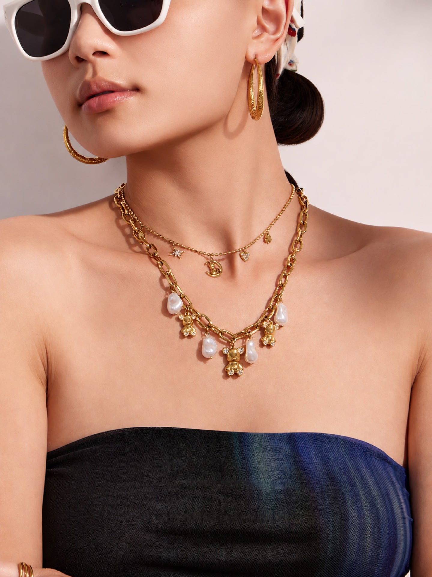 316L Stainless Steel 18K PVD Gold Bear Pearl Necklace made with 316L stainless steel and 18K PVD gold finish for wholesale jewelry buyers - image 9