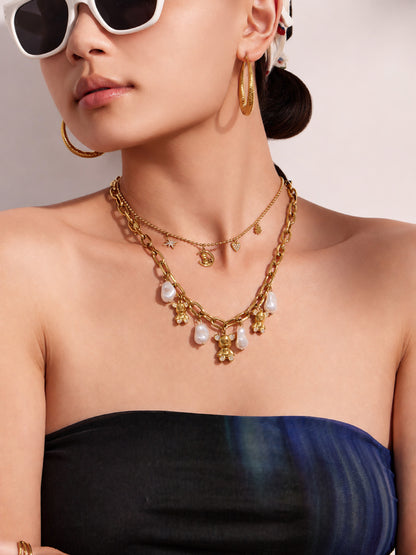 316L Stainless Steel 18K PVD Gold Bear Pearl Necklace made with 316L stainless steel and 18K PVD gold finish for wholesale jewelry buyers - image 9