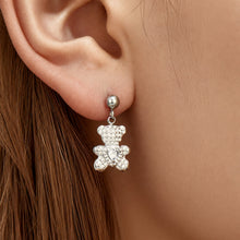Stylish 316L Stainless Steel Bear Zircon Earring in Steel Color