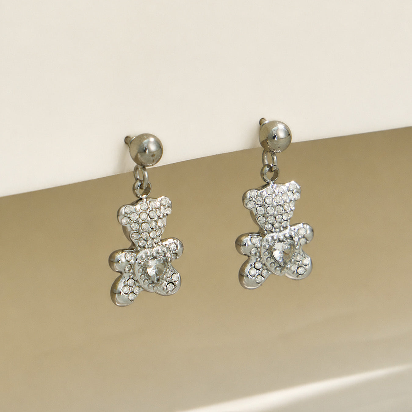 316L Stainless Steel 18K PVD Gold Bear Zircon Earrings made with 316L stainless steel and 18K PVD gold finish for wholesale jewelry buyers - image 5