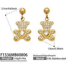 316L Stainless Steel 18K PVD Gold Bear Zircon Earrings made with 316L stainless steel and 18K PVD gold finish for wholesale jewelry buyers - image 9