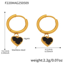 316L Stainless Steel Black Agate Heart Huggies - Image 5