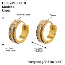 Large 316L stainless steel hoop earrings with black zircon and clear 5A cubic zirconia, luxury gold plated wholesale jewelry
