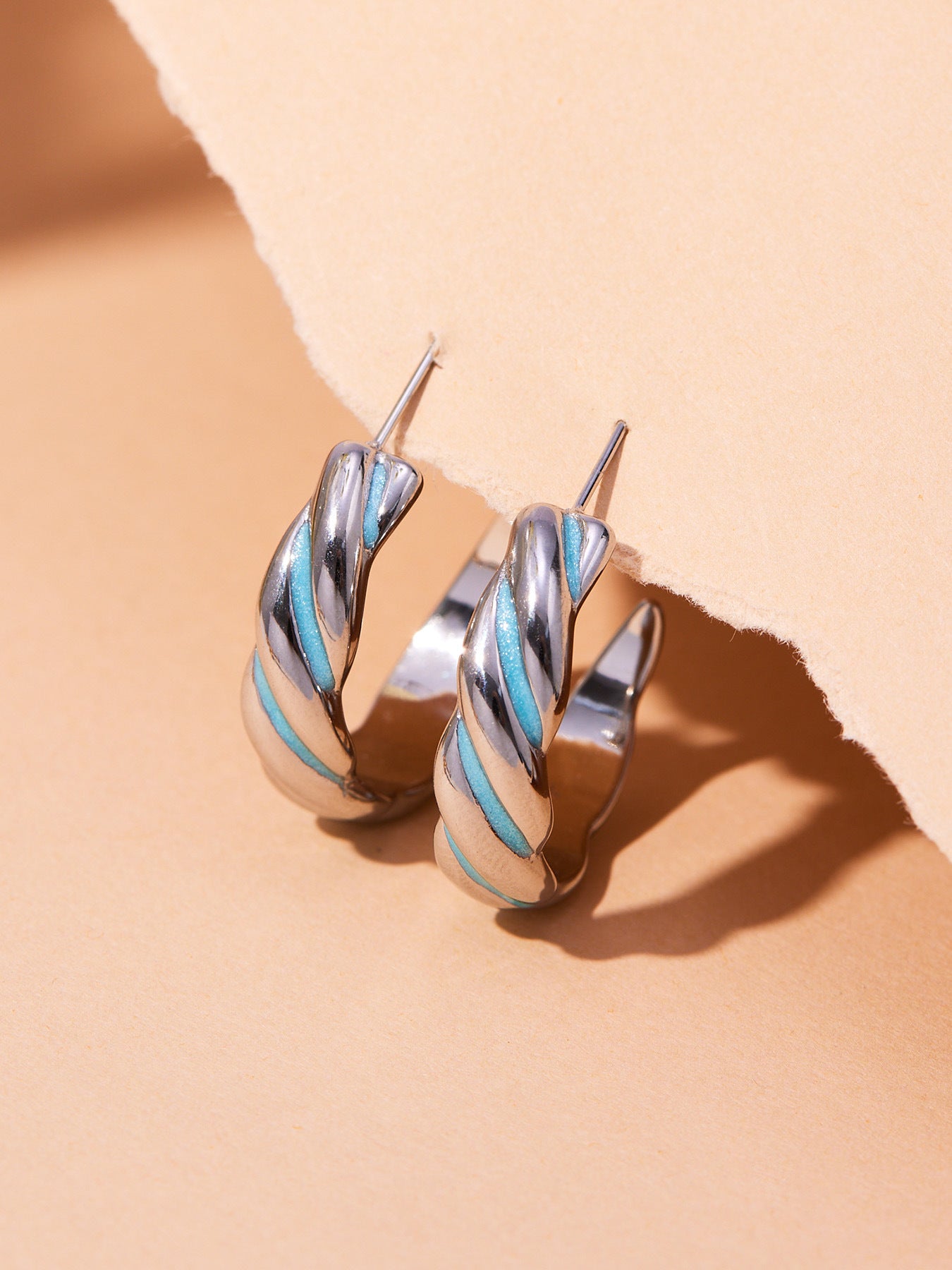 316L Stainless Steel C-Hoop Spiral Enamel Drop Earrings