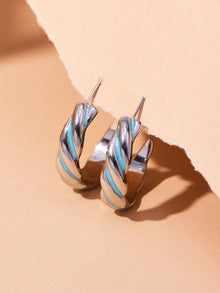 316L Stainless Steel C-Hoop Spiral Enamel Drop Earrings