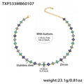 TXP533-Blue  Zircon Flower Necklace 35.5+7cm
