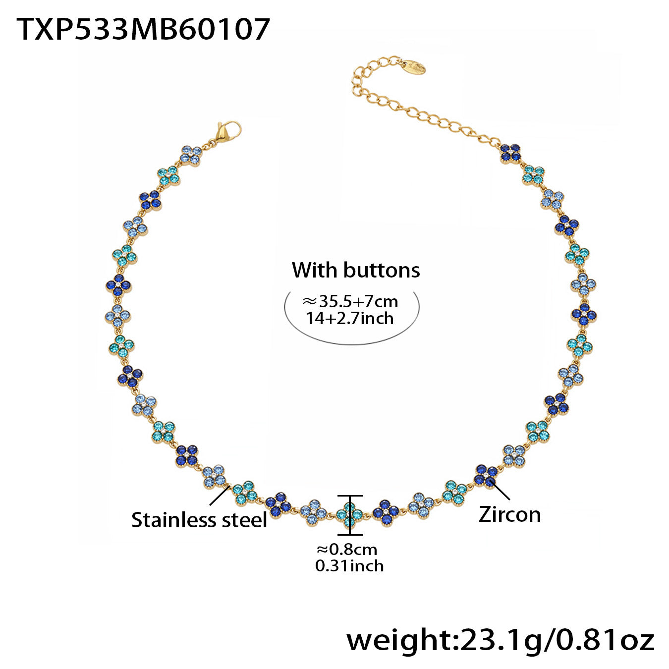 316L Stainless Steel Dopamine Four-Leaf Zircon Jewelry Set – Ring Necklace Bracelet Earrings
