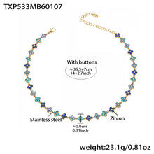 316L Stainless Steel Dopamine Four-Leaf Zircon Jewelry Set – Ring Necklace Bracelet Earrings