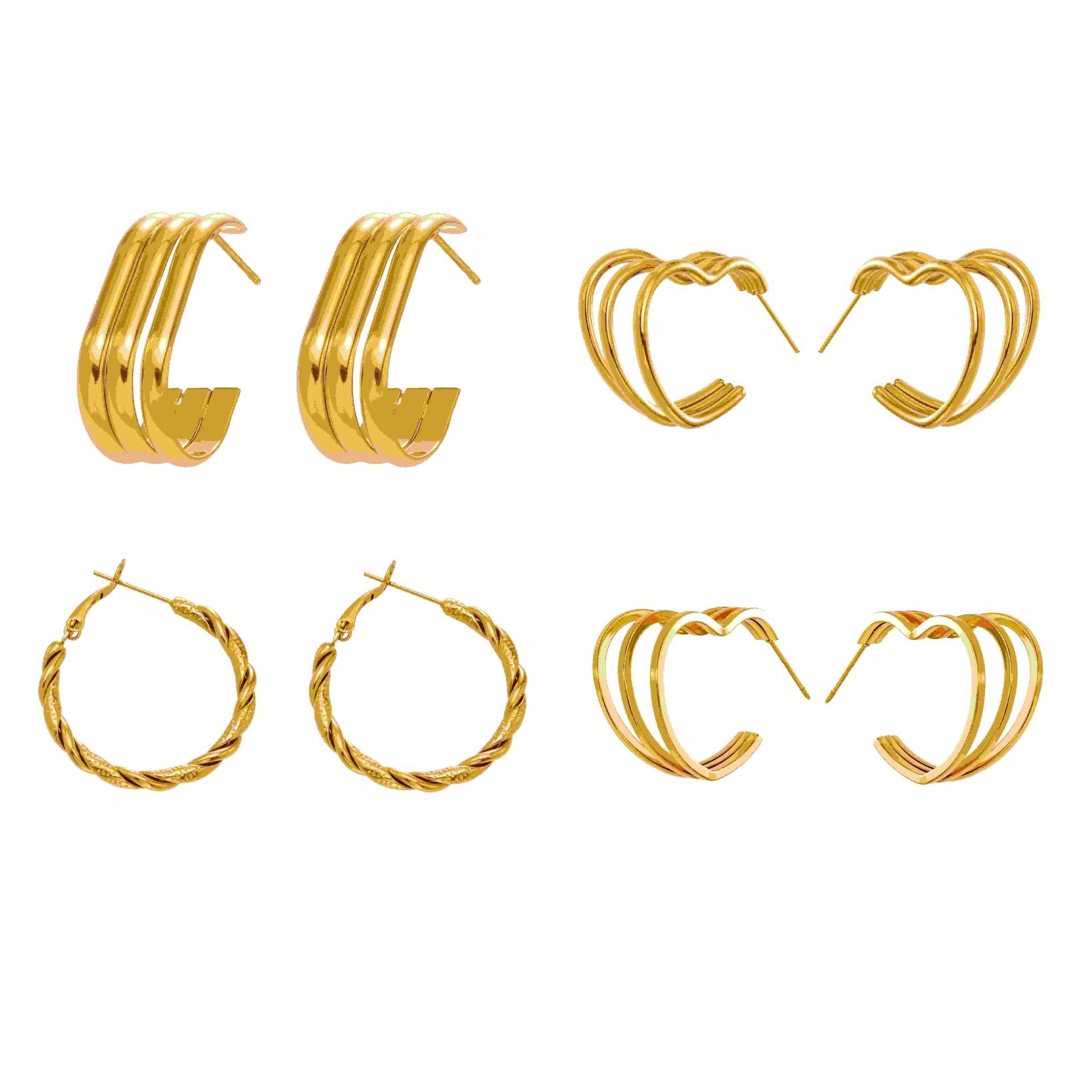 316L Stainless Steel Bold Geometric Zircon Drop Earrings - Image 1