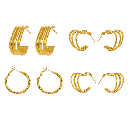 316L Stainless Steel Bold Geometric Zircon Drop Earrings - Image 1