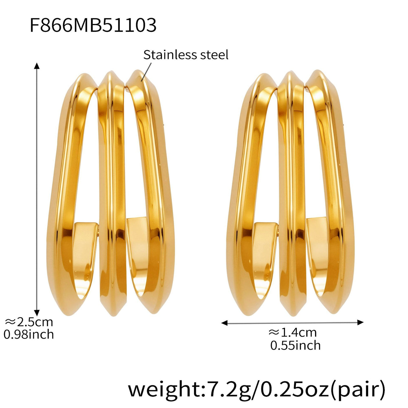 316L Stainless Steel Bold Geometric Zircon Drop Earrings - Image 11