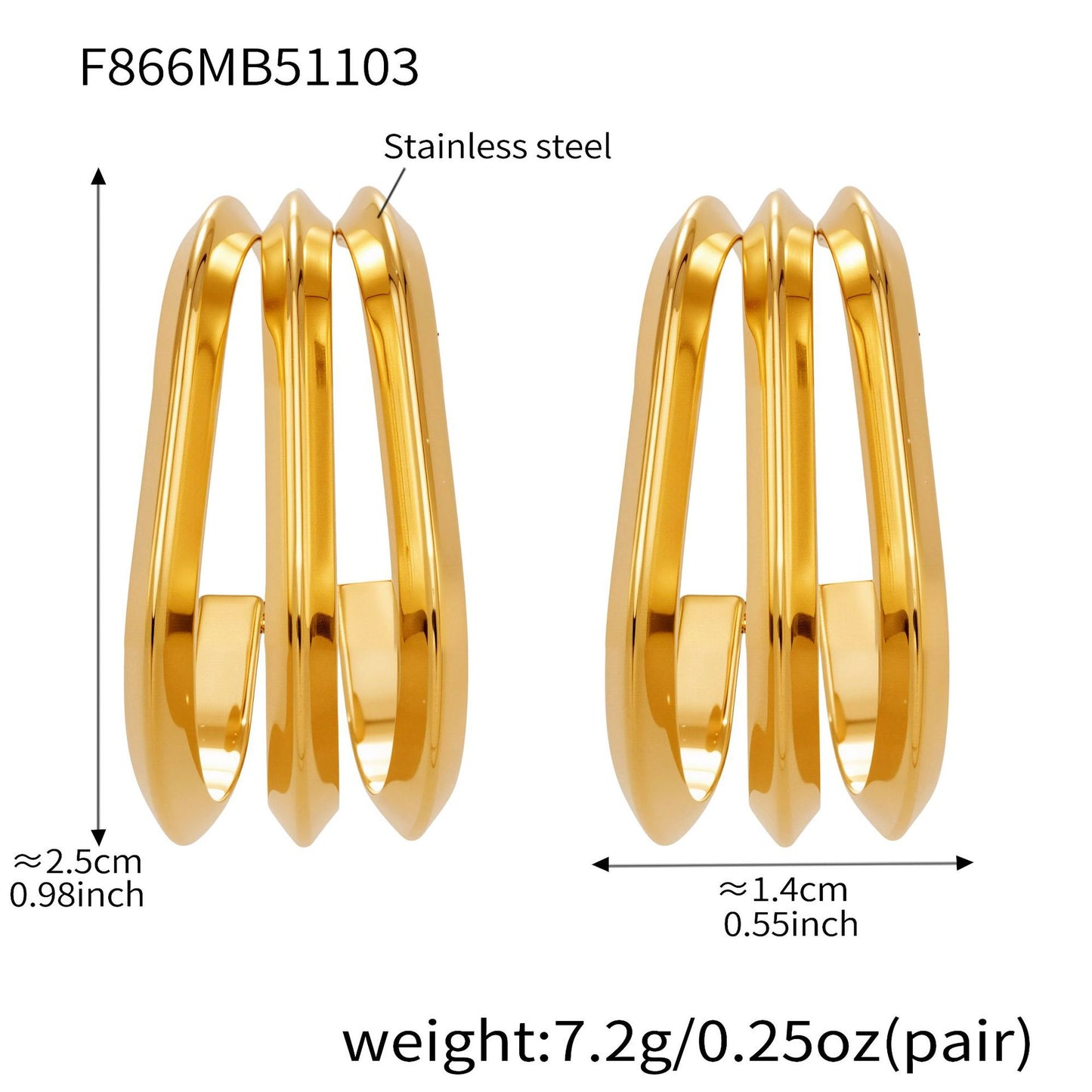 316L Stainless Steel Bold Geometric Zircon Drop Earrings - Image 11