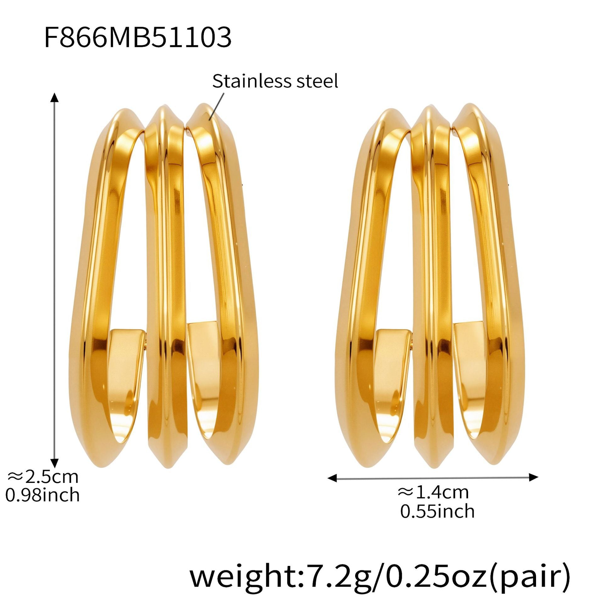 316L Stainless Steel Bold Geometric Zircon Drop Earrings - Image 11