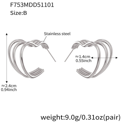 316L Stainless Steel Bold Geometric Zircon Drop Earrings - Image 12