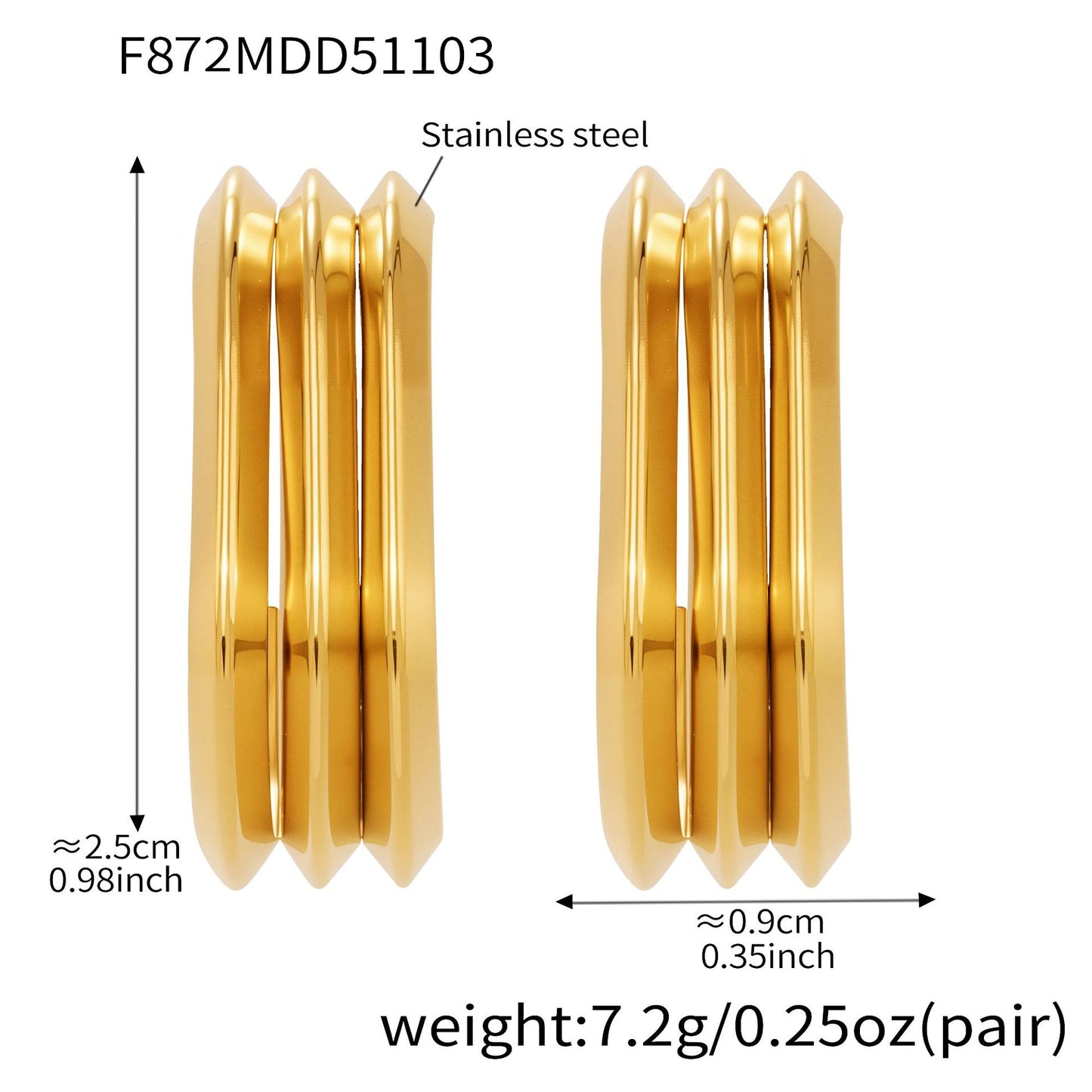 316L Stainless Steel Bold Geometric Zircon Drop Earrings - Image 13