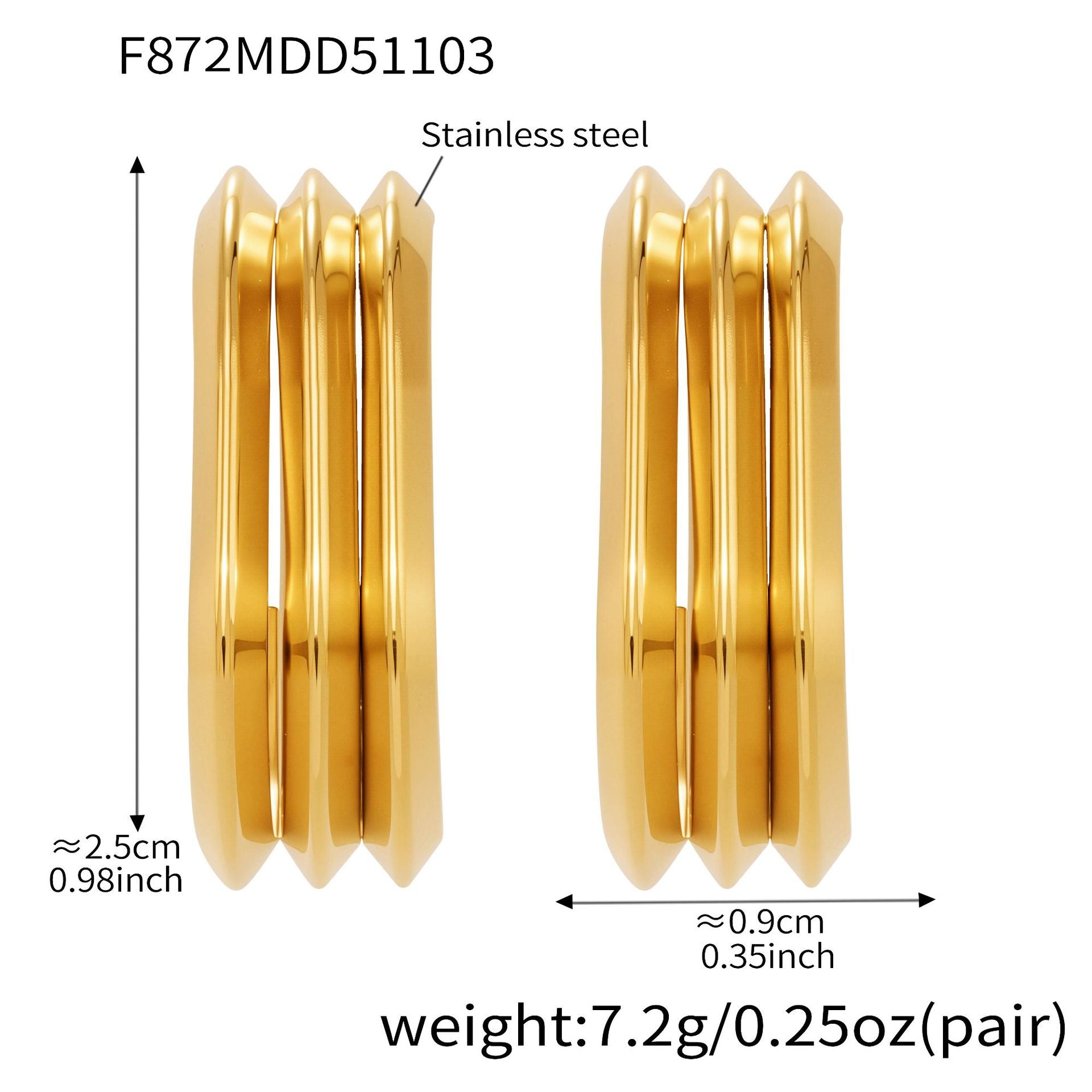 316L Stainless Steel Bold Geometric Zircon Drop Earrings - Image 13