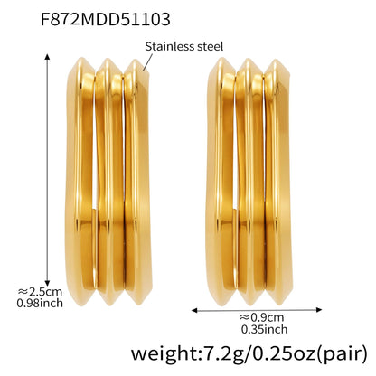 316L Stainless Steel Bold Geometric Zircon Drop Earrings - Image 13