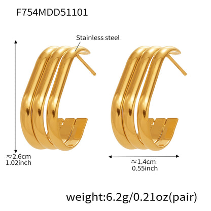 316L Stainless Steel Bold Geometric Zircon Drop Earrings - Image 14