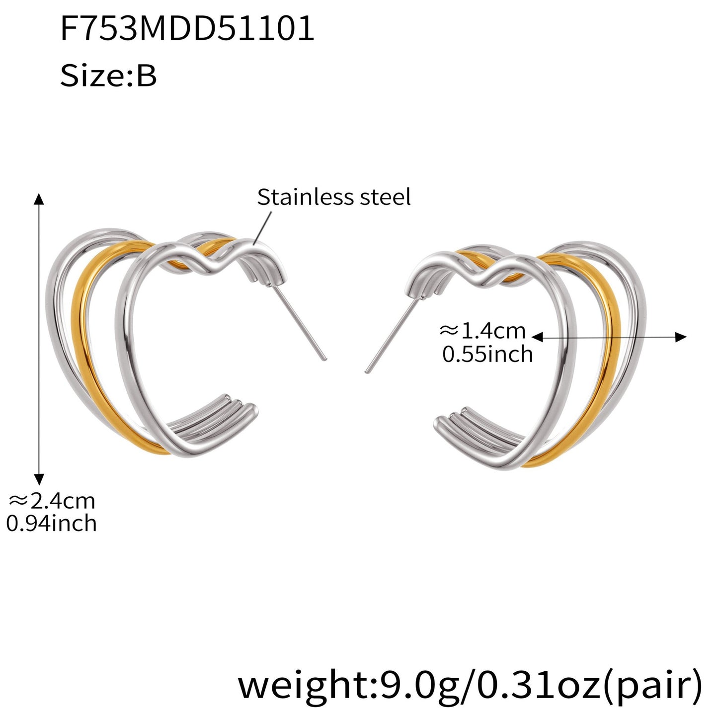 316L Stainless Steel Bold Geometric Zircon Drop Earrings - Image 15