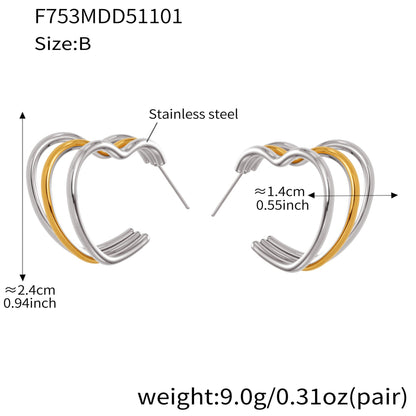 316L Stainless Steel Bold Geometric Zircon Drop Earrings - Image 15