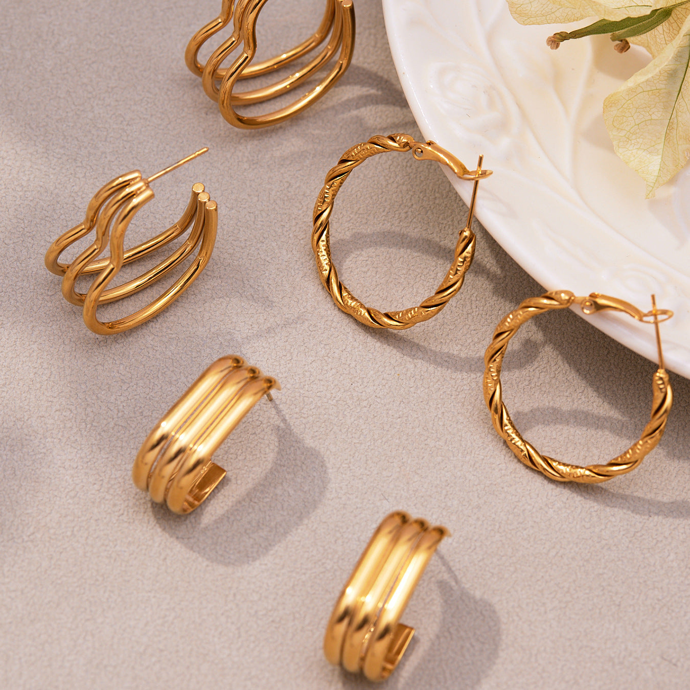 316L Stainless Steel Bold Geometric Zircon Drop Earrings - Image 16