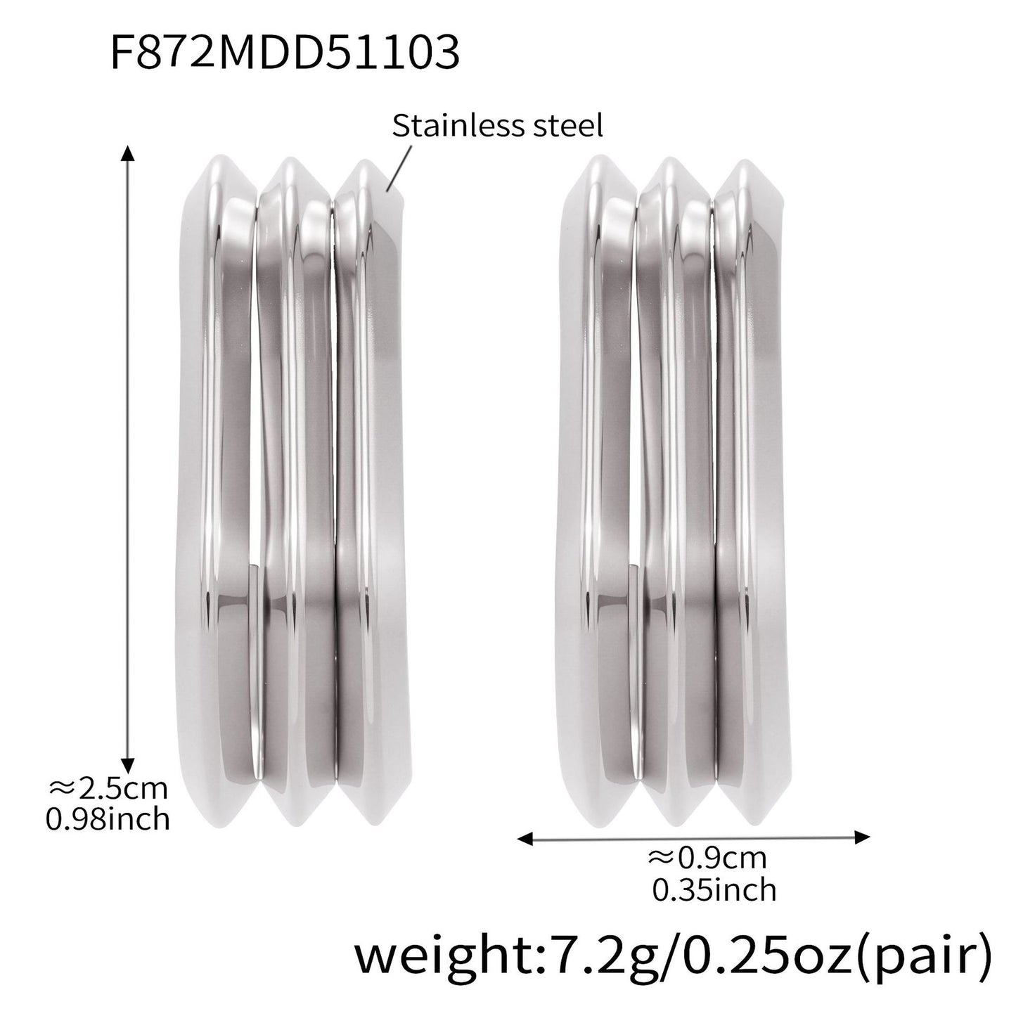 316L Stainless Steel Bold Geometric Zircon Drop Earrings - Image 17