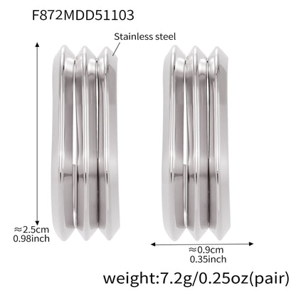 316L Stainless Steel Bold Geometric Zircon Drop Earrings - Image 17