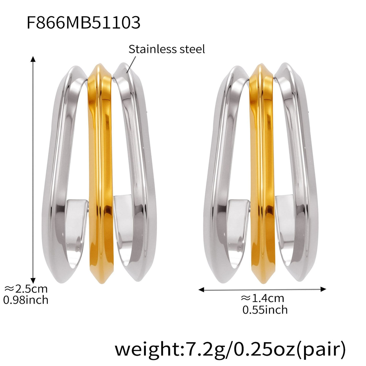 316L Stainless Steel Bold Geometric Zircon Drop Earrings - Image 18