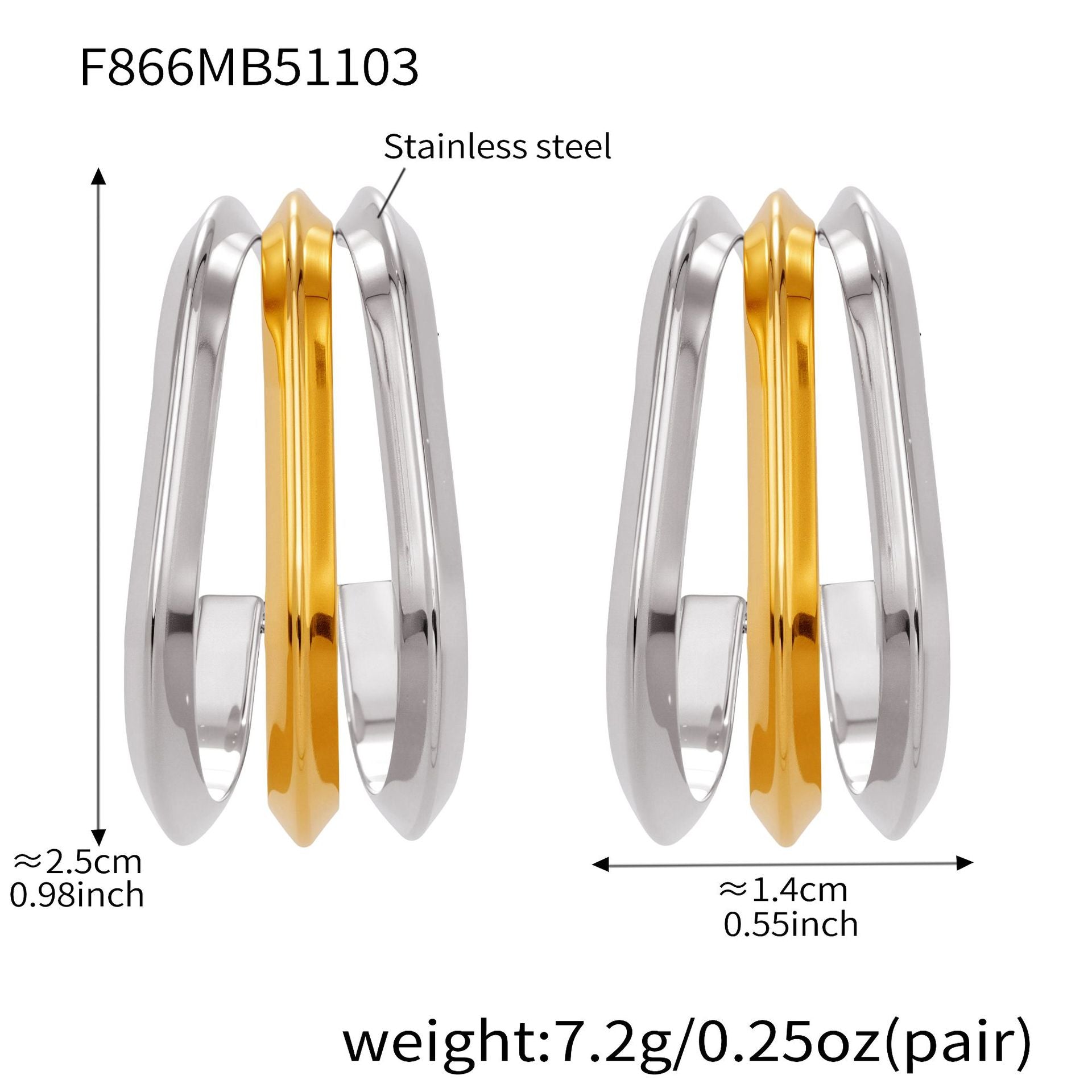 316L Stainless Steel Bold Geometric Zircon Drop Earrings - Image 18