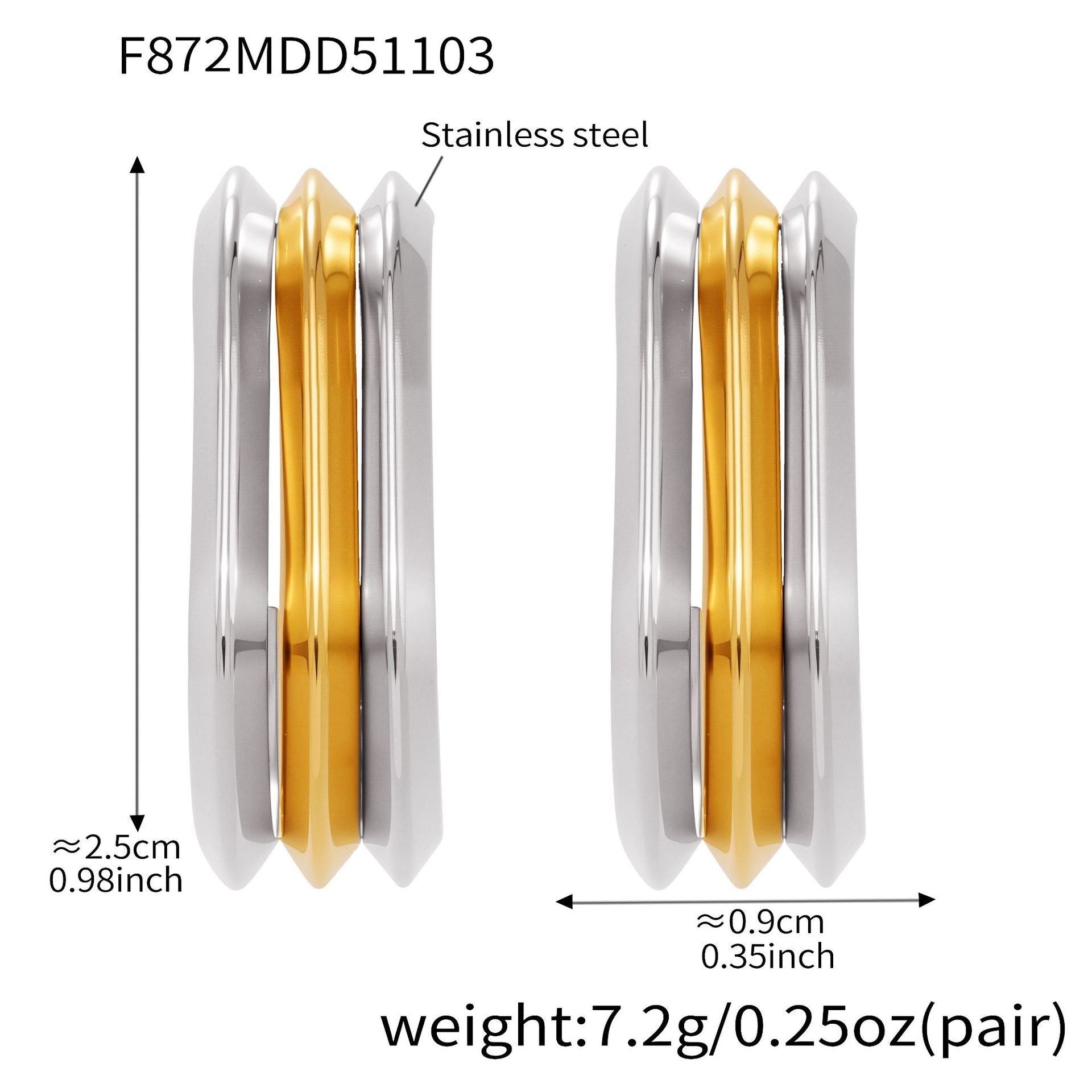 316L Stainless Steel Bold Geometric Zircon Drop Earrings - Image 19