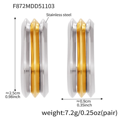 316L Stainless Steel Bold Geometric Zircon Drop Earrings - Image 19