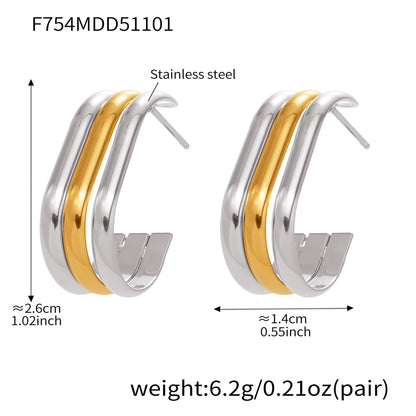 316L Stainless Steel Bold Geometric Zircon Drop Earrings - Image 2