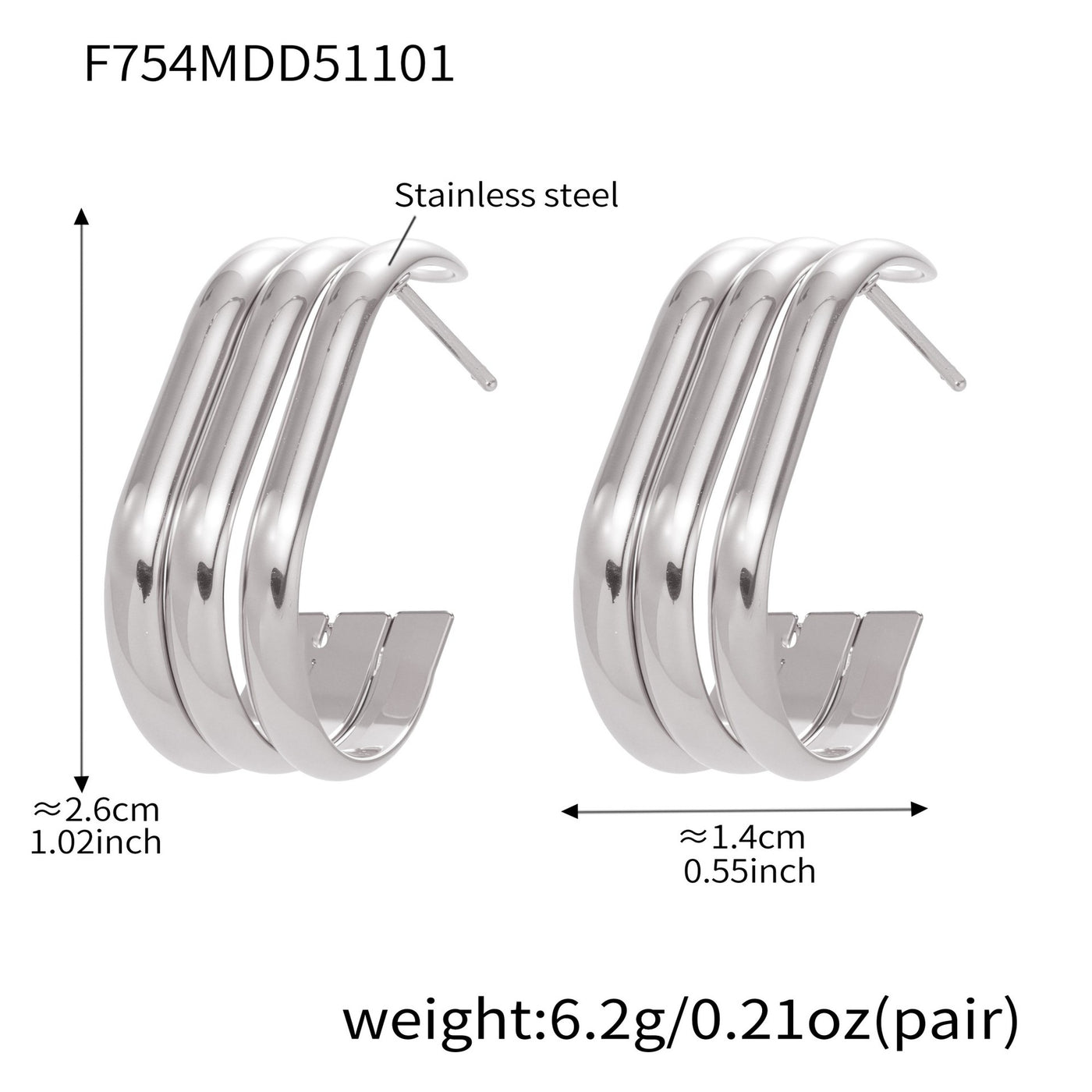 316L Stainless Steel Bold Geometric Zircon Drop Earrings - Image 20
