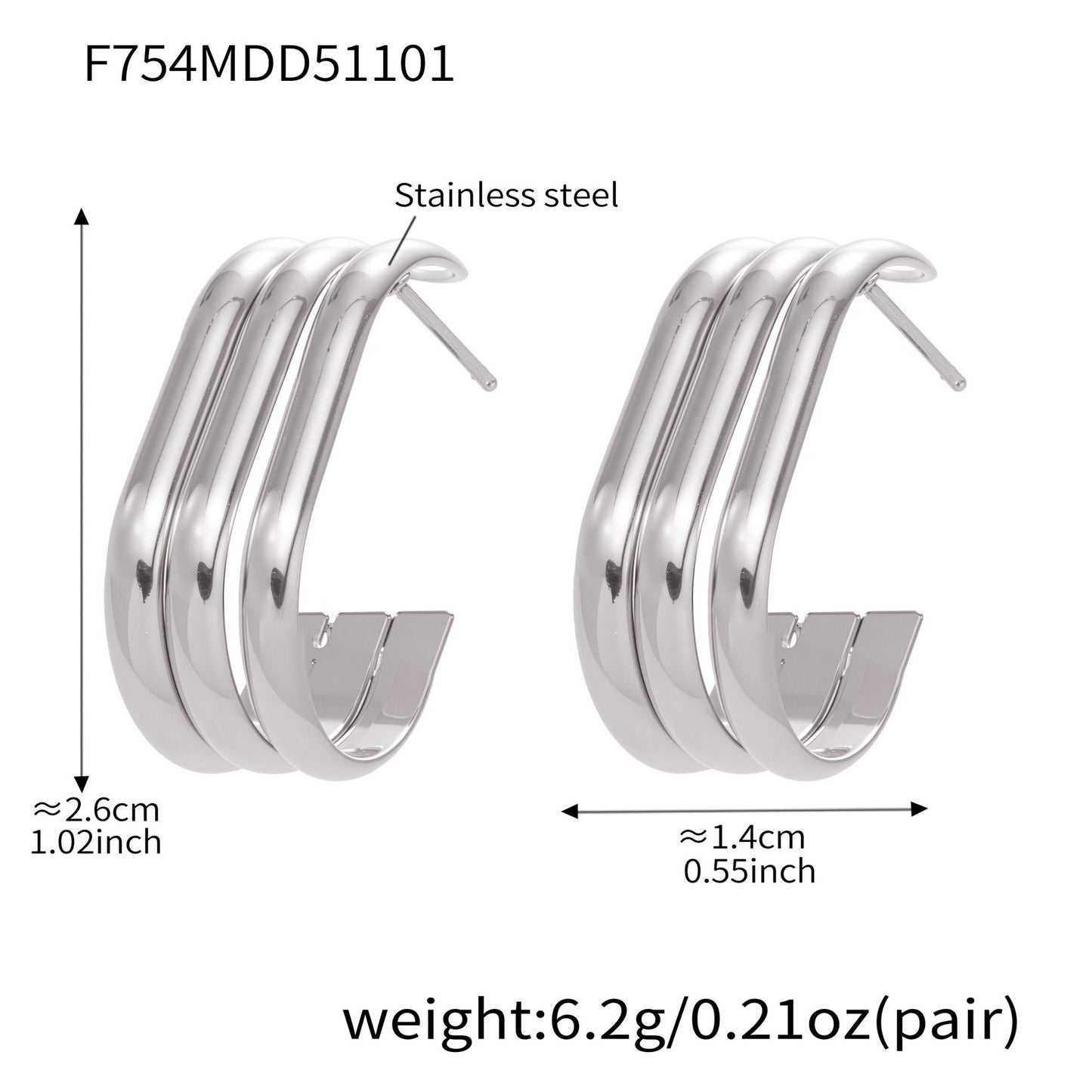 316L Stainless Steel Bold Geometric Zircon Drop Earrings - Image 20