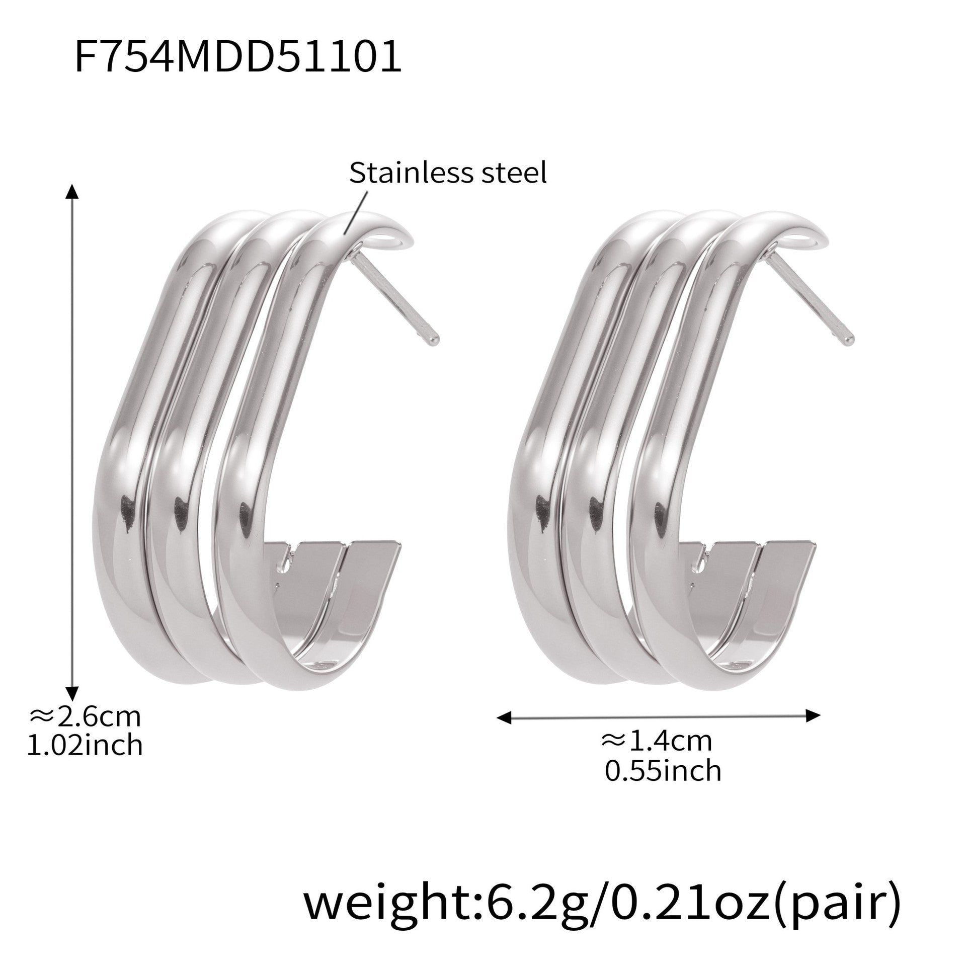 316L Stainless Steel Bold Geometric Zircon Drop Earrings - Image 20