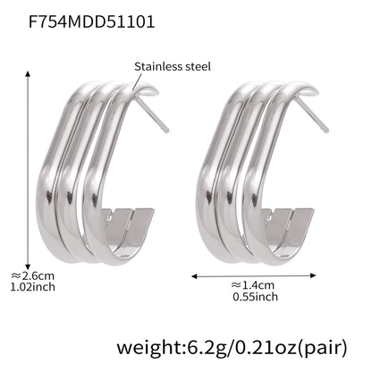 316L Stainless Steel Bold Geometric Zircon Drop Earrings - Image 20