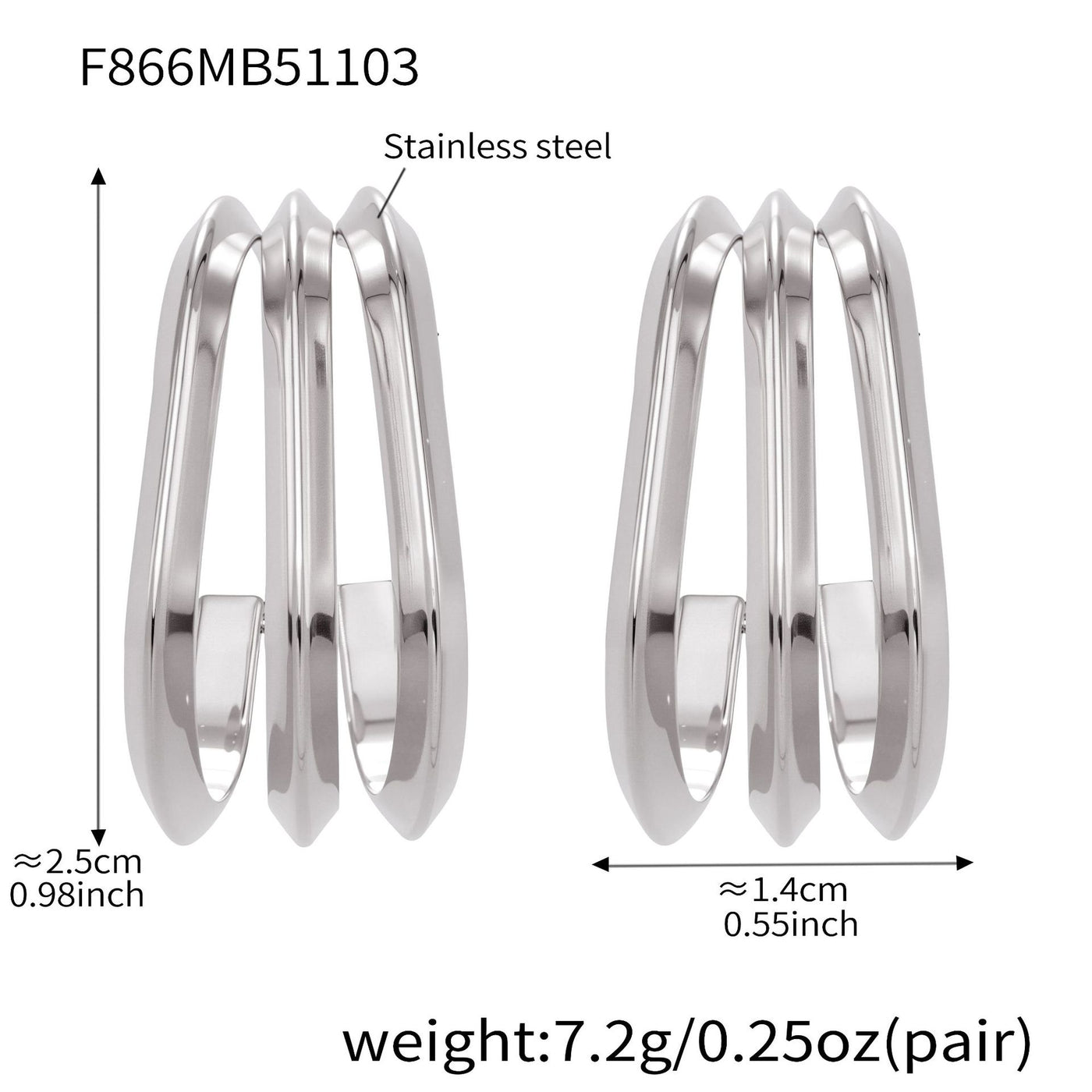 316L Stainless Steel Bold Geometric Zircon Drop Earrings - Image 21